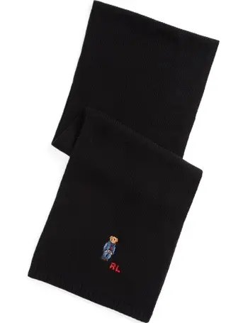 Polo Ralph Lauren ribbed pima cotton scarf in black with logo