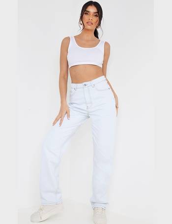 Off White Contrast Stitch Long Leg Straight Jeans