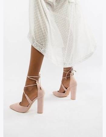 Glamorous block heel tie up sale court