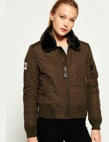 superdry womens sdr winter flite jacket deep khaki