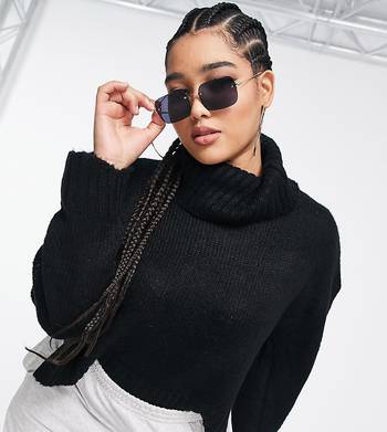 Women's Black Roll Neck Jumpers