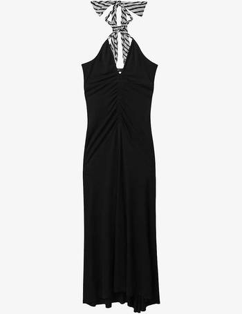 Reiss Odell Linen Blend Drape Maxi Dress