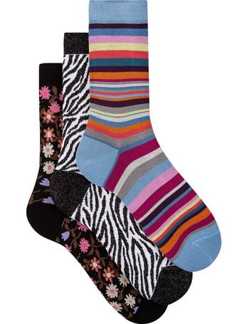 Paul Smith Women's Ivory Cotton-Blend 'Ink Floral' Socks