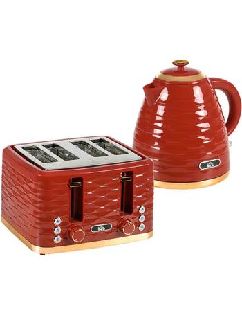 Kettle And Toaster Set 1.7L Rapid Boil Kettle & 4 Slice Toaster Red from Robert Dyas
