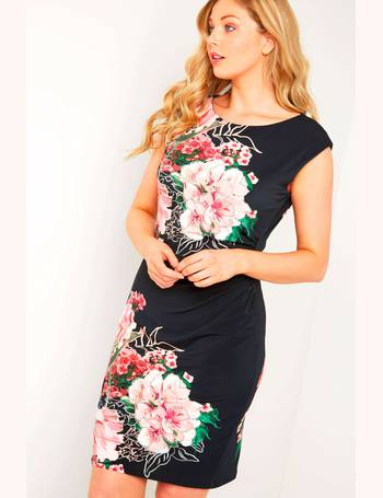 Floral Print Side Ruched Dress