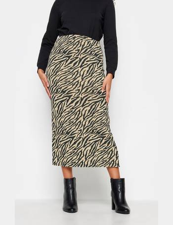 M&Co Petite Khaki Green Animal Print Ponte Skirt