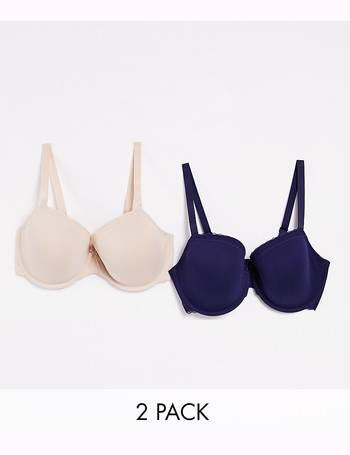 Dorina Plus Size Lila 2 pack organic cotton with lace non-padded bra in  white and navy