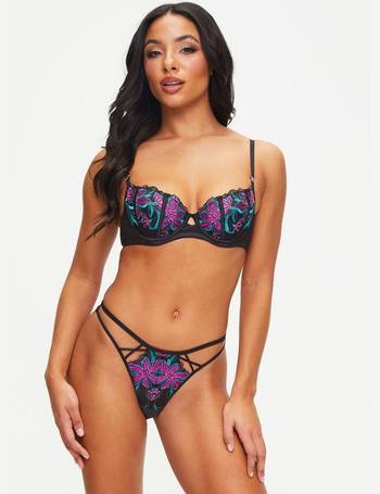 Ann Summers A-D cup Caged Rose non padded balcony bra with floral  embroidery in multi