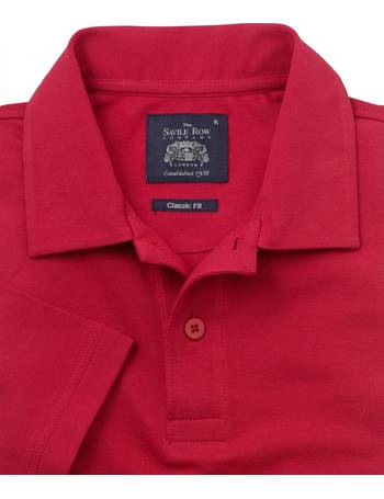 Savile Row Mens Pink Cotton Pique Classic Fit Polo Shirt