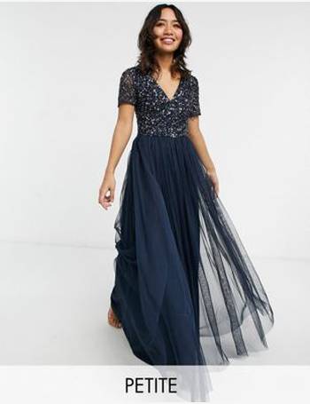 Maya delicate sequin bodice maxi dress with cross back cheap bow detail in bluebell