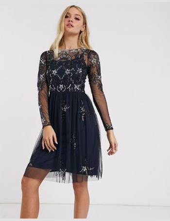 Frock and Frill midi dress with embellishment in navy