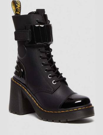 Dr martens coppola black leather triple strap chunky hotsell heeled ankle boots