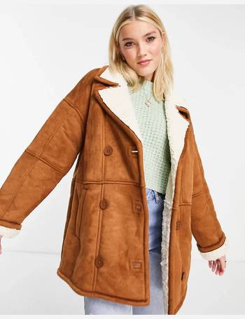 Stradivarius double breasted tailored coat in camel