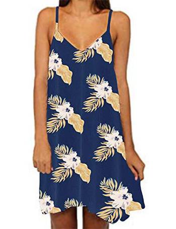 Shakumy Summer Dresses for Women Floral Print Maxi Long Dress Sleeveless Casual Sundress Party Asymmetrical Camisole Dress 