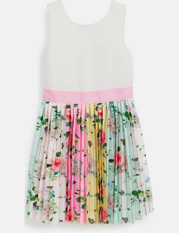 Printed Pleated Dress in Green