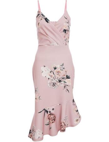 quiz navy and pink floral tea dress