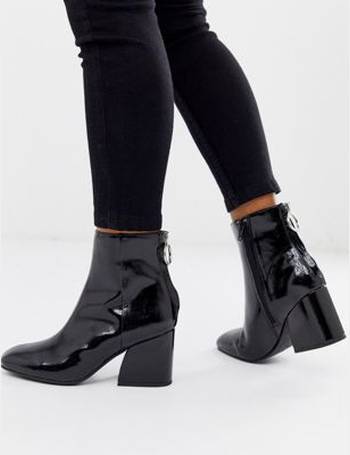 steve madden risen black leather heeled ankle boots