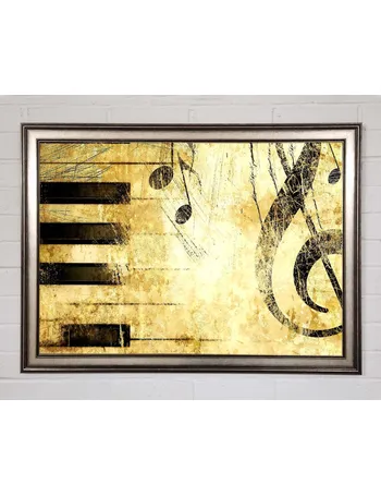 Feike Spilled Golden Paint on Canvas Print Ivy Bronx Size: 45 H x 30 W x 1.5 D