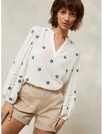 mint velvet off white embroidered blouse