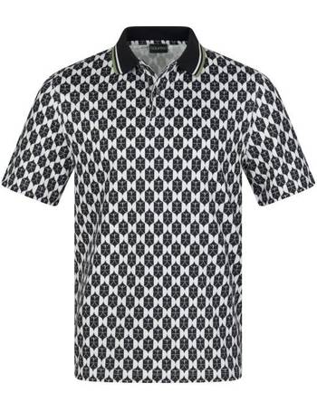 Golfino Men's Stretch Golf Polo Shirt with All-Over Monogram Print