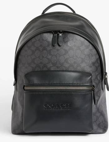 coach men's black leather backpack