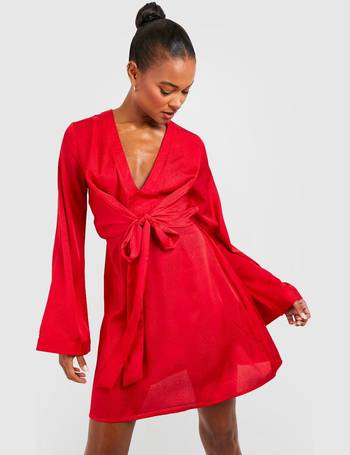 Satin Jacquard Blouson Sleeve Maxi Dress