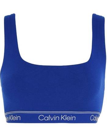 Calvin Klein CK One logo unlined triangle bralette in blue logo
