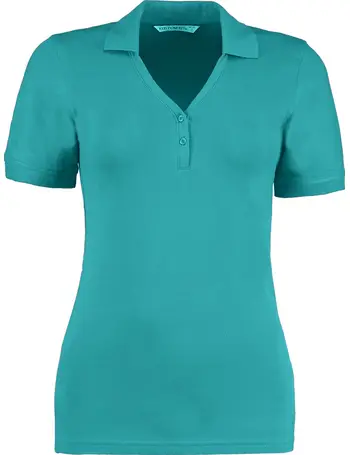 Kustom Kit Ladies Corporate Short Sleeve V-Neck Mandarin Collar Top