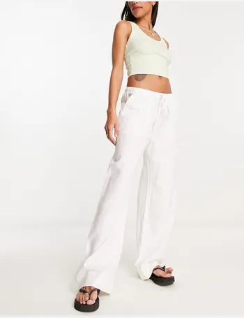 Weekday Mia linen mix pants in brown