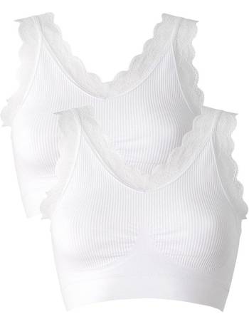 2 Pack Lace Trim Comfort Bras at Cotton Traders