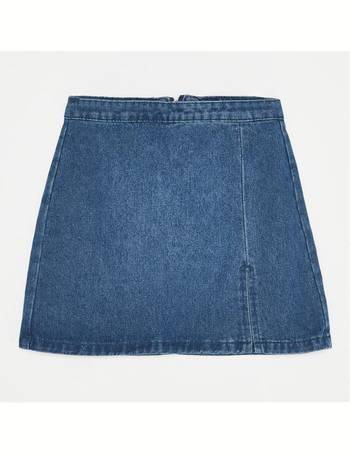 Missguided Fold Over Waistband Denim Mini Skirt