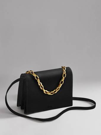 Reiss Elsa Chain-strap Nappa-leather Clutch Bag in Natural