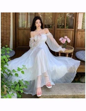 Long-Sleeve Off-Shoulder Plain Lace Panel A-Line Wedding Gown
