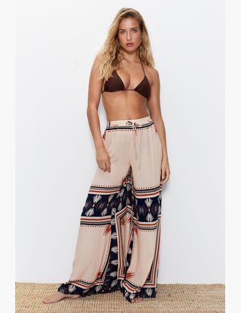 Silk Viscose Wide Leg Beach Pants