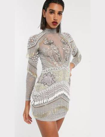 asos edition armour embellished bodycon dress