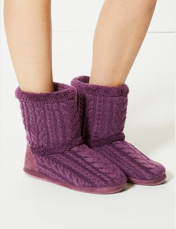 cable knit cleated sole slipper boots