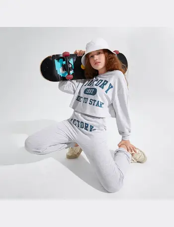 SHEIN Teen Girls Letter Graphic Pullover & Sweatpants Set