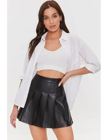 Faux leather pleated 2024 skirt forever 21