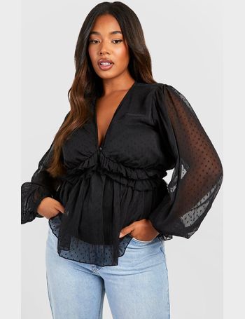 SHEIN Plus Button Front Belted Peplum Top  Plus size fashion, Plus size  peplum, Peplum top