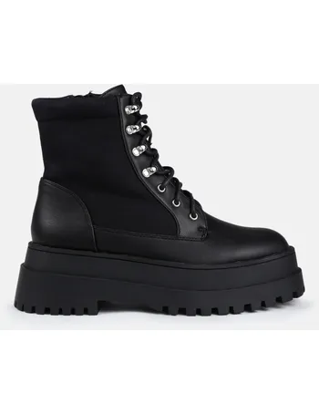 missguided faux leather canvas boots