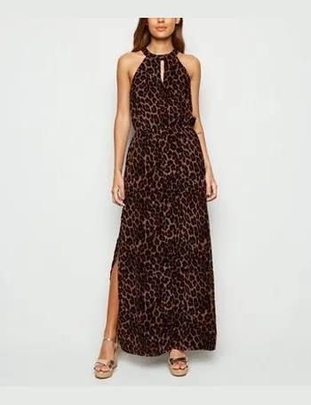 apricot leopard print dress