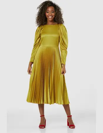 Closet London  Yellow 2-in-1 Full Skirt Print Midi Dress