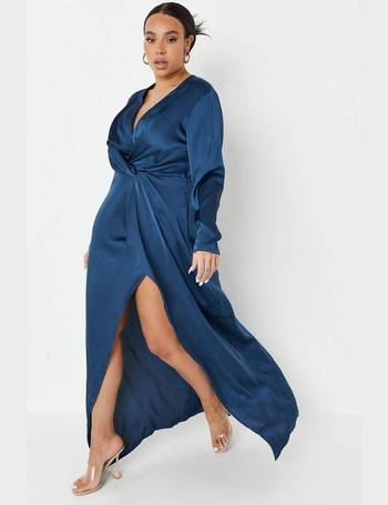 Missguided navy 2024 wrap dress