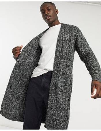 ASOS Longline Heavyweight Knitted Duster Cardigan in Charcoal