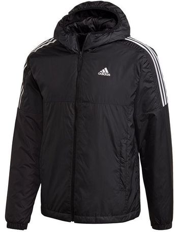 adidas 3 stripe essential hooded jacket mens