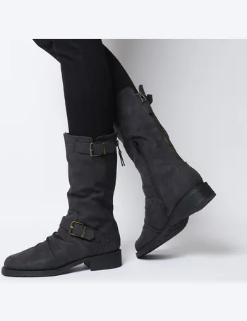 kim flat calf biker boots