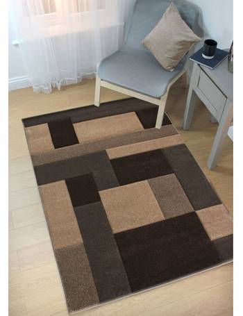 Flair Rugs Shatter Hand Carved Shatter Design Beige Brown Carpet Floor Rugs 
