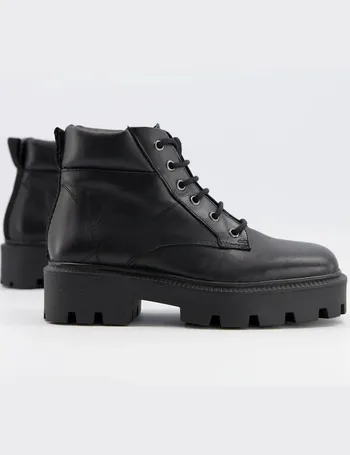 asos design agile chunky lace up ankle boots in black