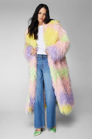 Premium Faux Fur Belted Longline Coat