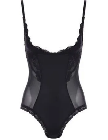 Womens Black Shapewear Plunge Bodysuit